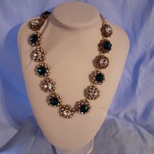 Signed Oscar de la Renta Green/Clear Necklace NWOT